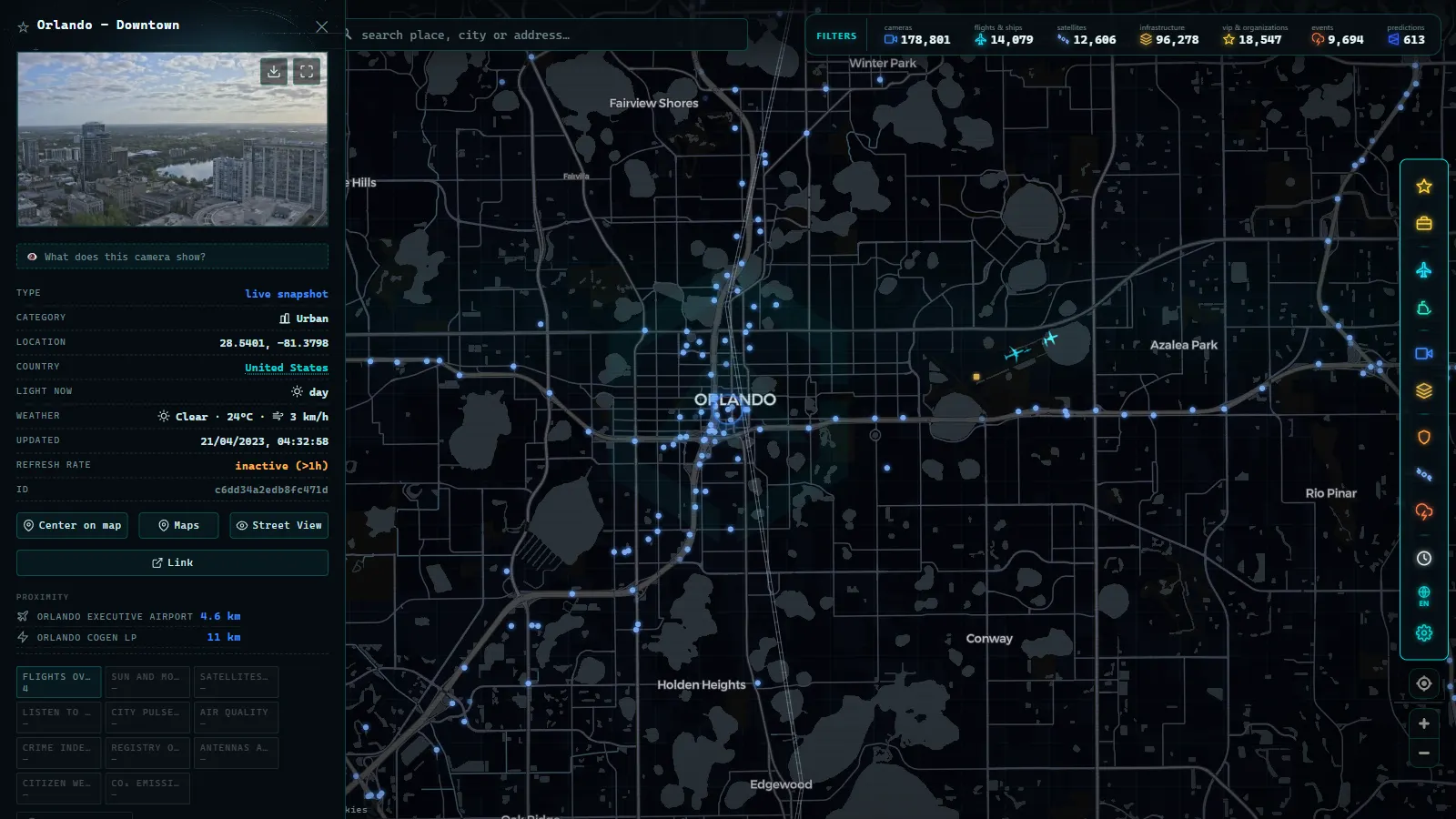 Detail card of Orlando - Downtown (Urban) on the ARGOS ATLAS map