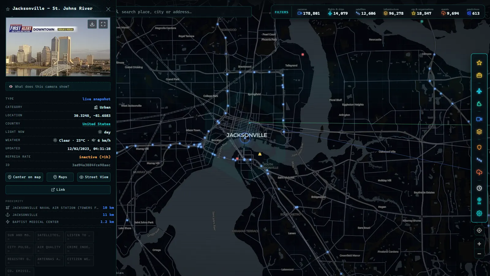 Detail card of Jacksonville - St. Johns River (Urban) on the ARGOS ATLAS map