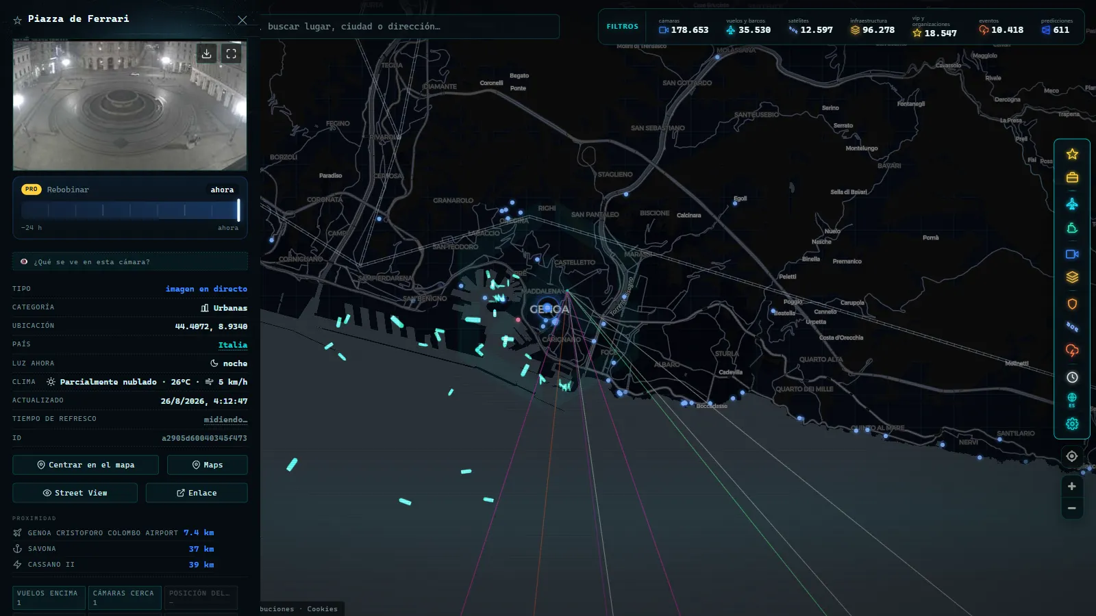 Ficha de Piazza de Ferrari (Urbana) en el mapa de ARGOS ATLAS