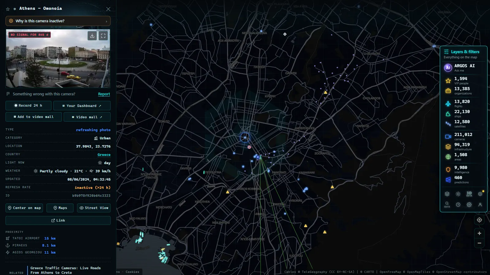 Detail card of Athens - Omonoia (Urban) on the ARGOS ATLAS map