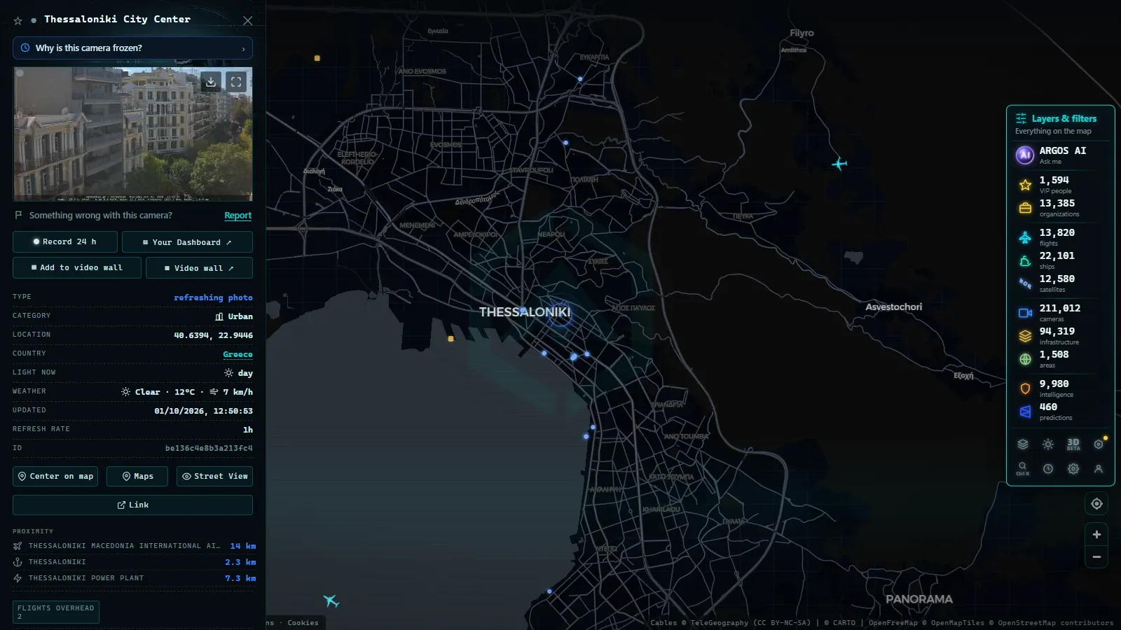 Detail card of Thessaloniki City Center (Urban) on the ARGOS ATLAS map