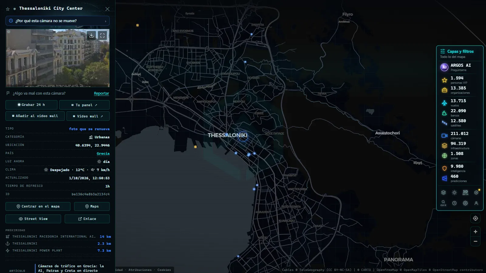 Ficha de Thessaloniki City Center (Urbana) en el mapa de ARGOS ATLAS