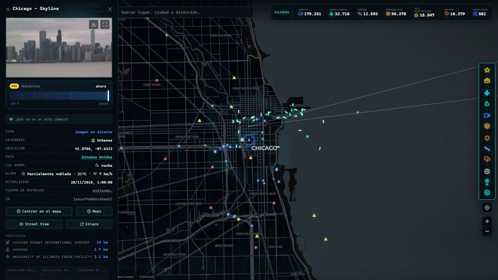 Ficha de Chicago - Skyline (Urbana) en el mapa de ARGOS ATLAS