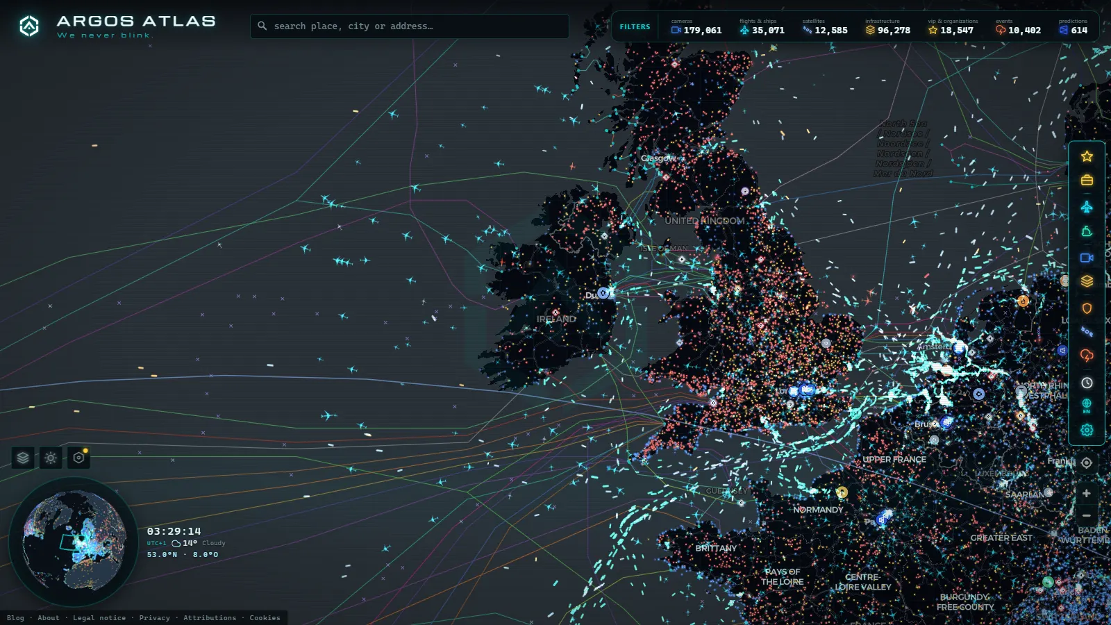 The ARGOS ATLAS live map over Ireland
