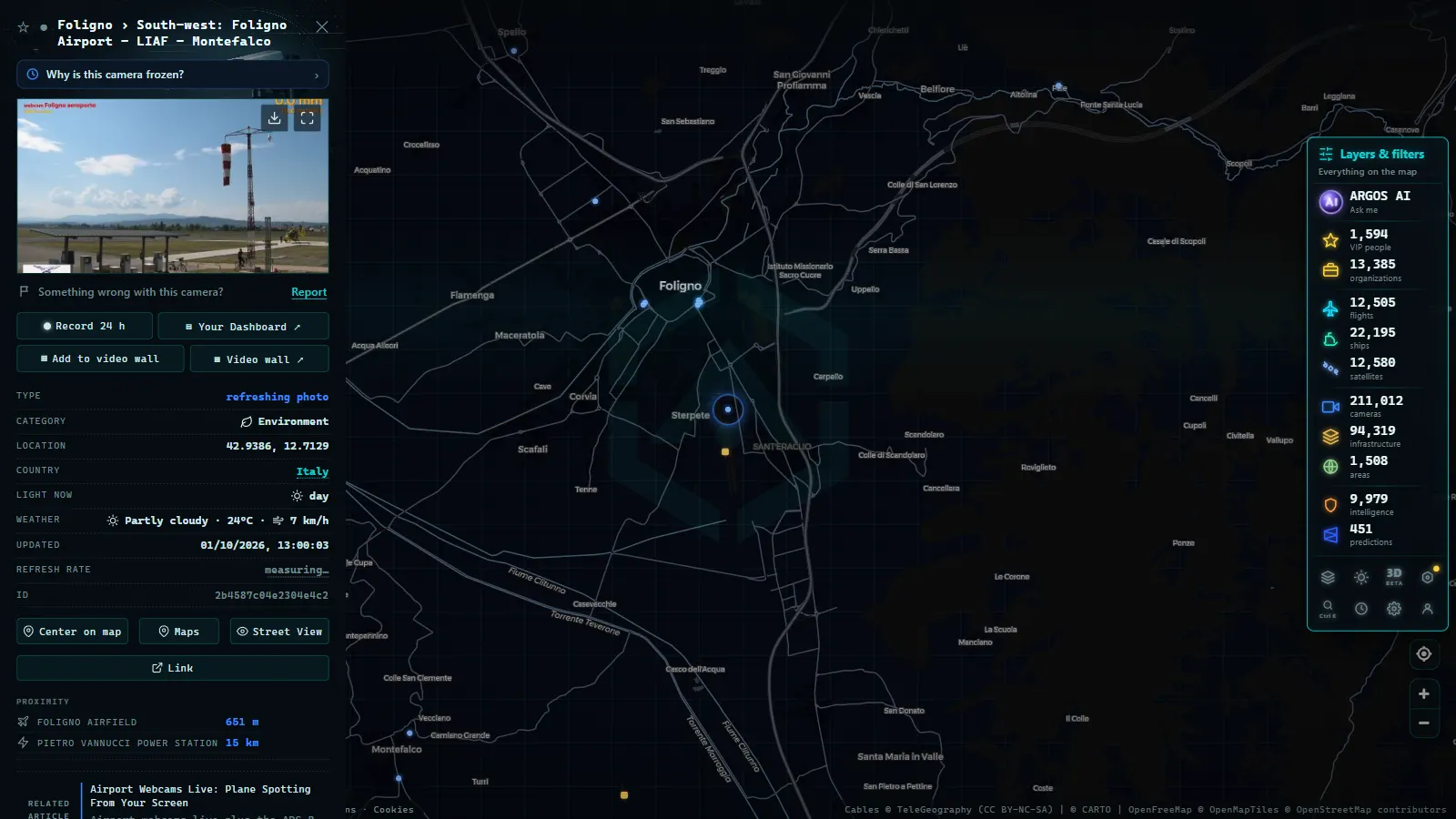 Detail card of Foligno › South-west: Foligno Airport - LIAF - Montefalco (Environmental) on the ARGOS ATLAS map