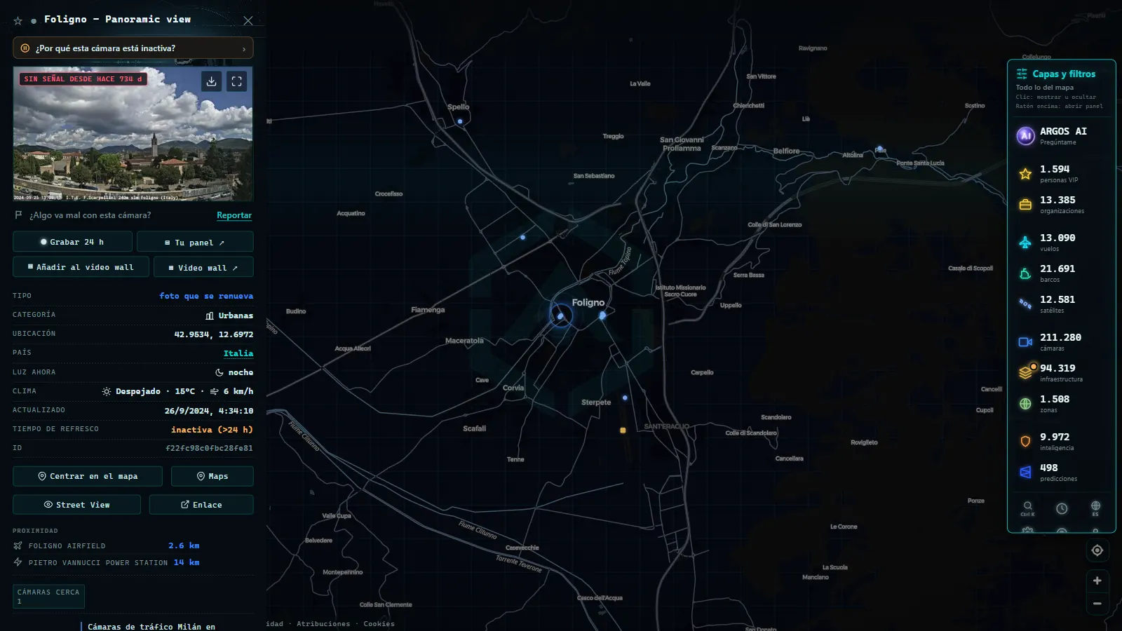 Ficha de Foligno - Panoramic view (Urbana) en el mapa de ARGOS ATLAS