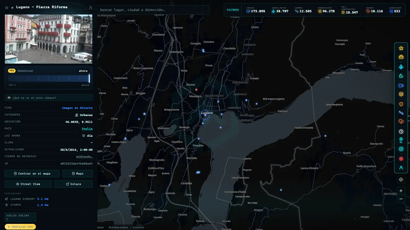 Ficha de Lugano - Piazza Riforma (Urbana) en el mapa de ARGOS ATLAS