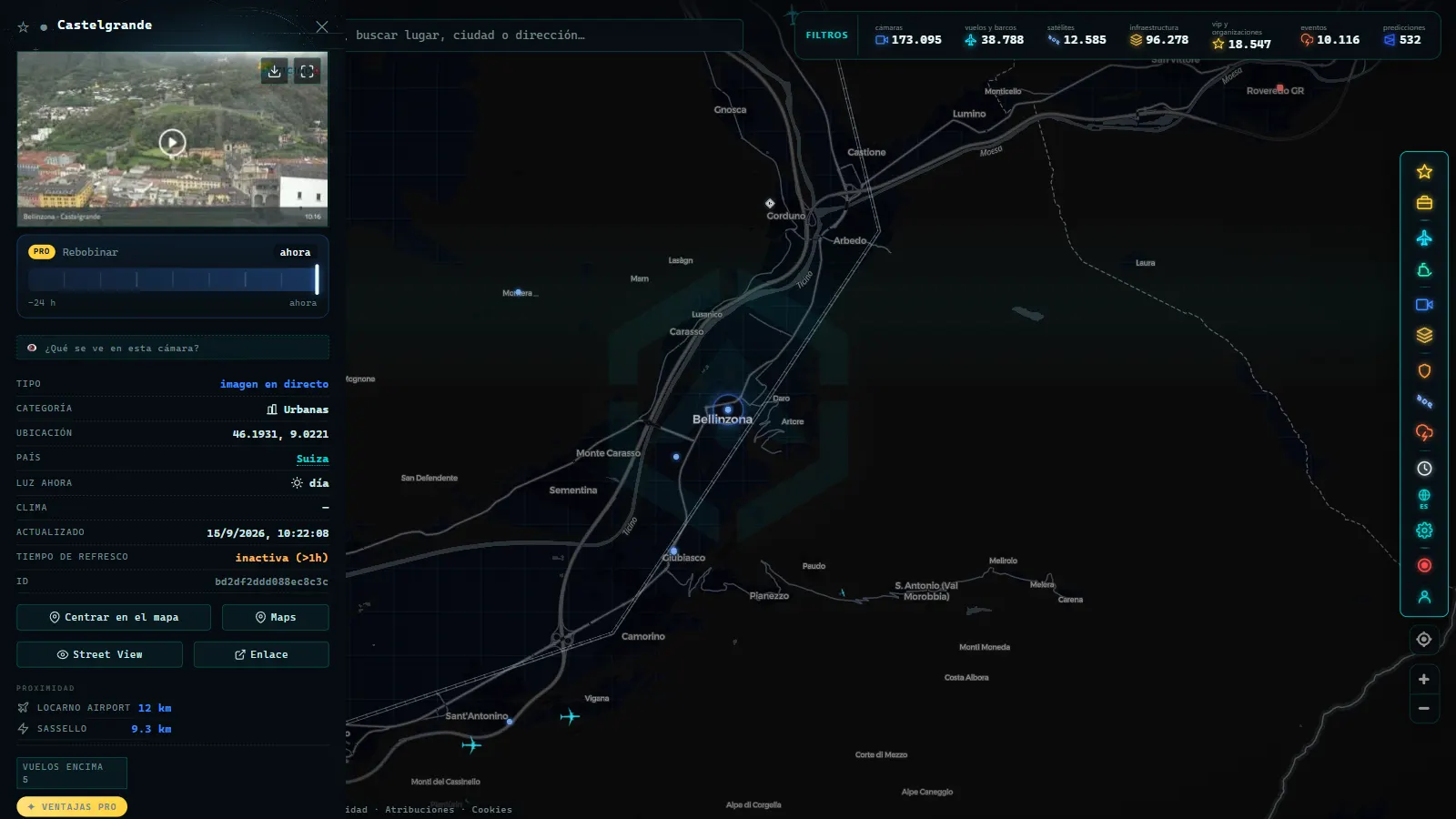 Ficha de Castelgrande (Urbana) en el mapa de ARGOS ATLAS
