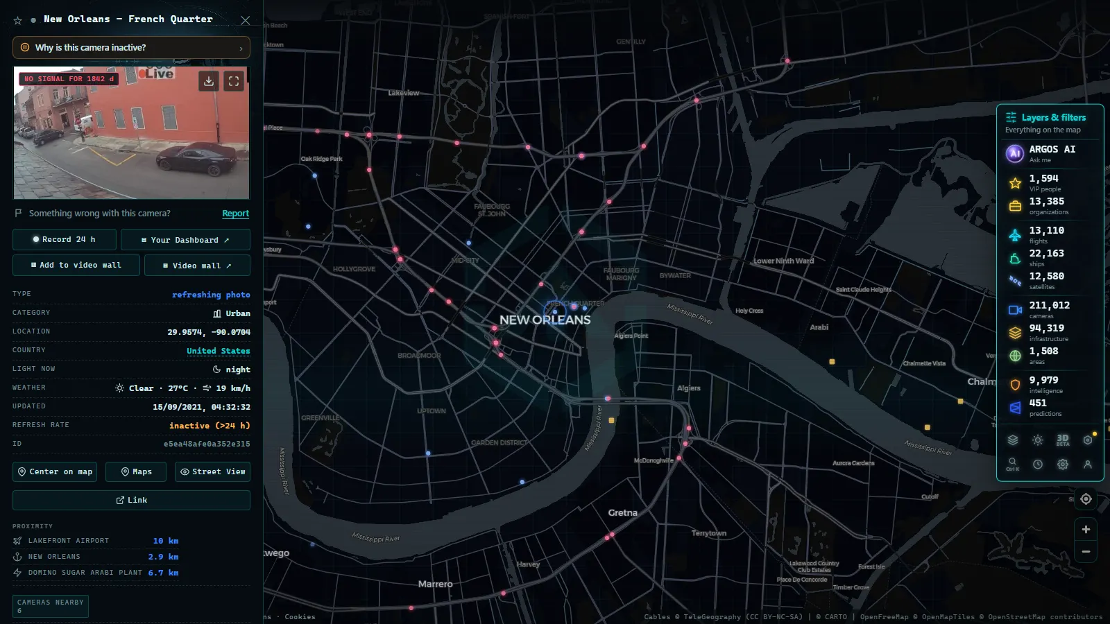 Detail card of New Orleans - French Quarter (Urban) on the ARGOS ATLAS map