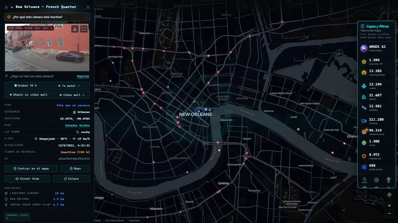 Ficha de New Orleans - French Quarter (Urbana) en el mapa de ARGOS ATLAS