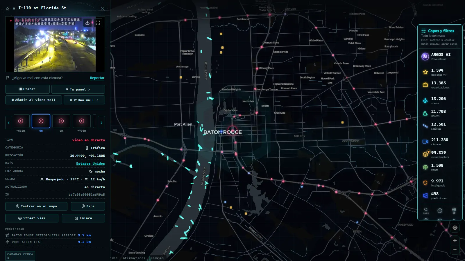 Ficha de I-110 at Florida St (Tráfico) en el mapa de ARGOS ATLAS