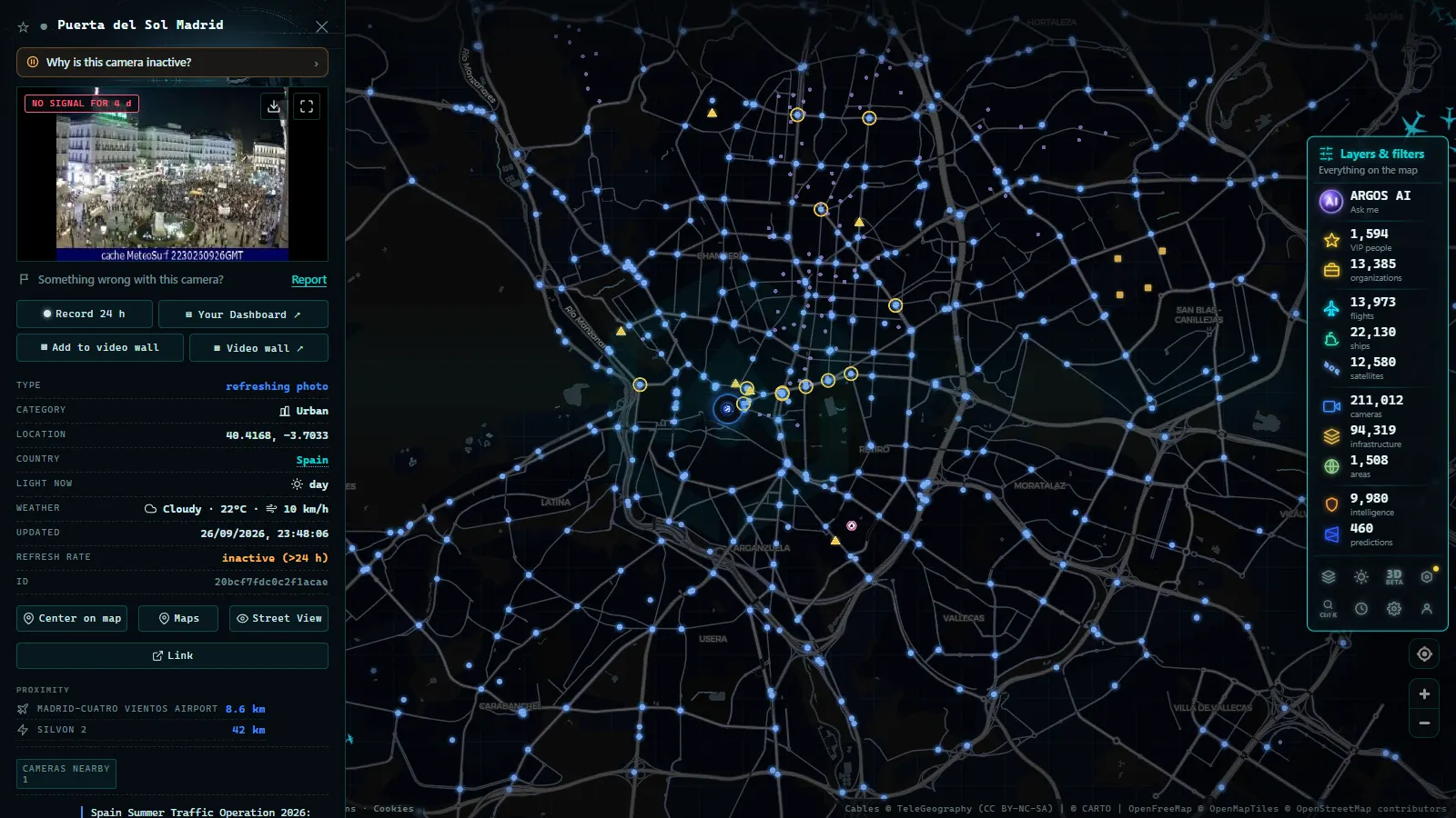 Detail card of Puerta del Sol Madrid (Urban) on the ARGOS ATLAS map