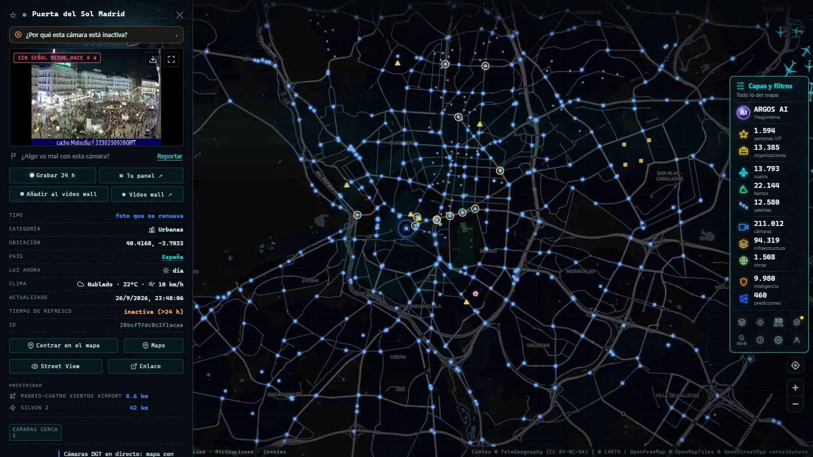 Ficha de Puerta del Sol Madrid (Urbana) en el mapa de ARGOS ATLAS