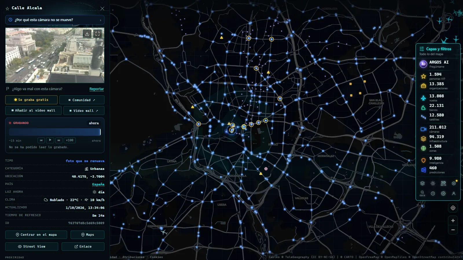 Ficha de Calle Alcala (Urbana) en el mapa de ARGOS ATLAS