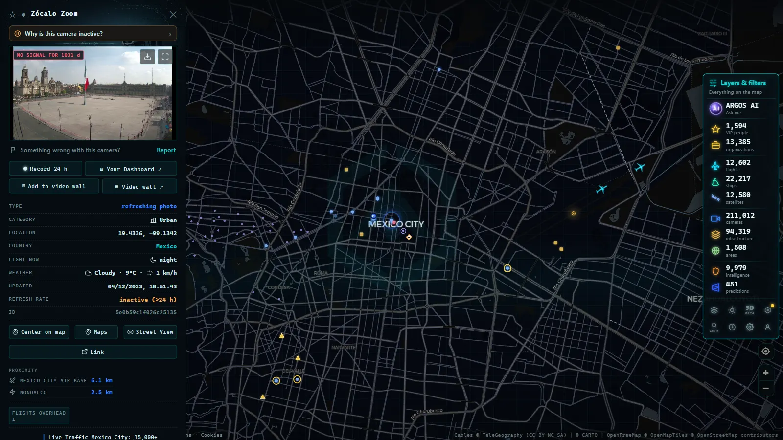 Detail card of Zócalo Zoom (Urban) on the ARGOS ATLAS map
