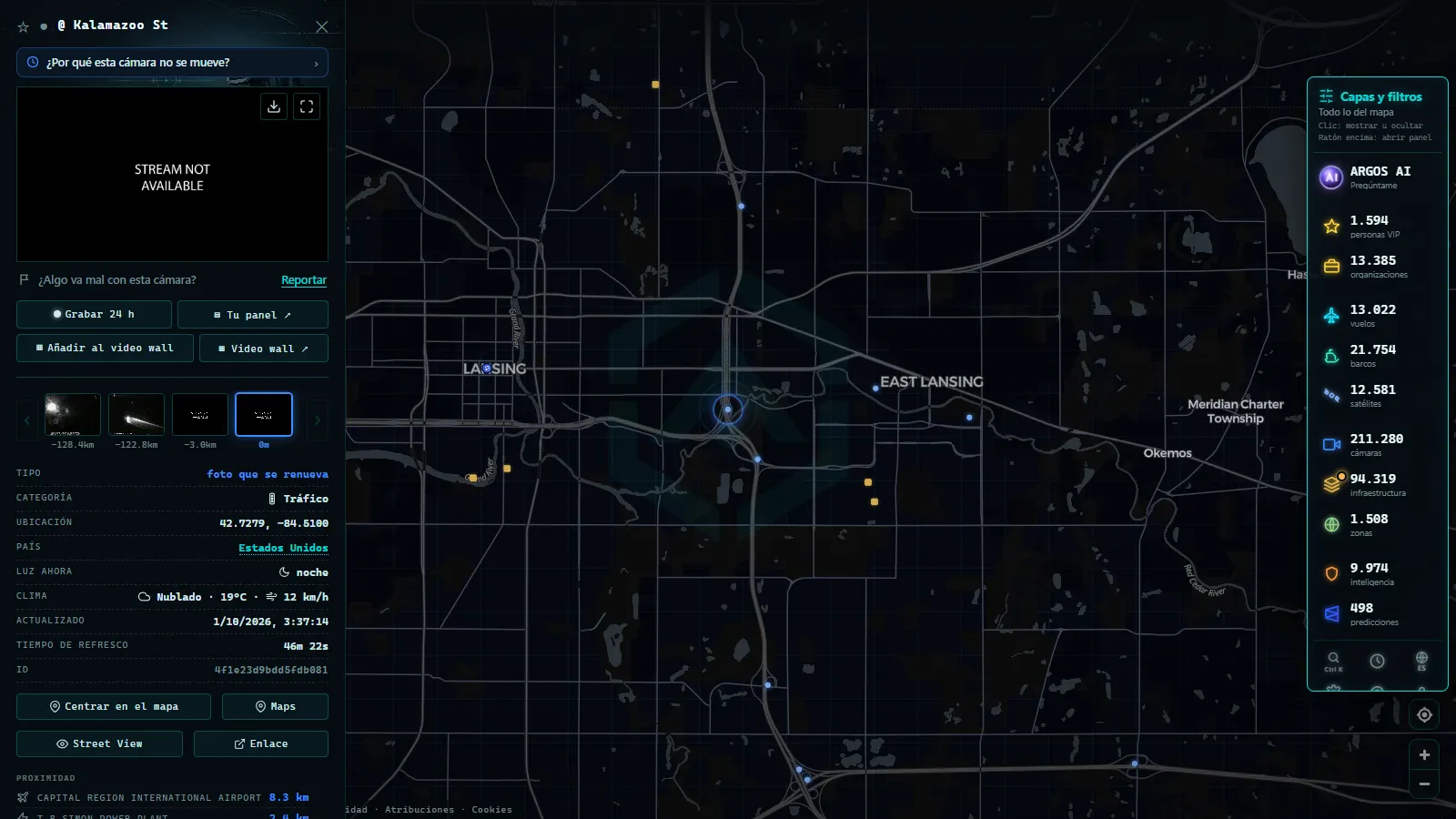 Ficha de @ Kalamazoo St (Tráfico) en el mapa de ARGOS ATLAS