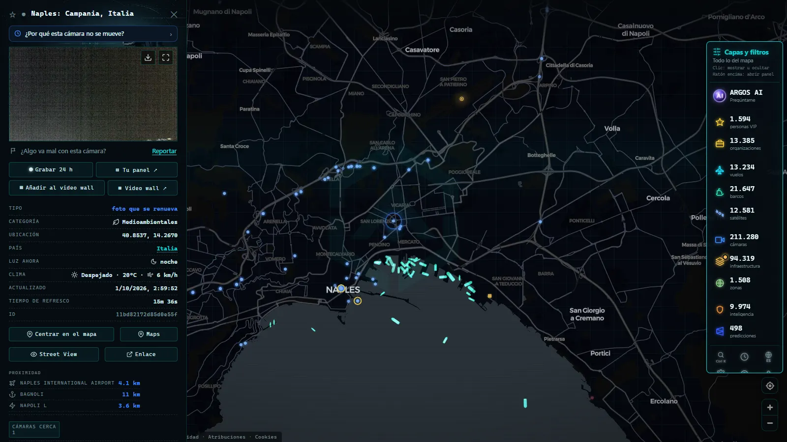 Ficha de Naples: Campania, Italia (Medioambiental) en el mapa de ARGOS ATLAS