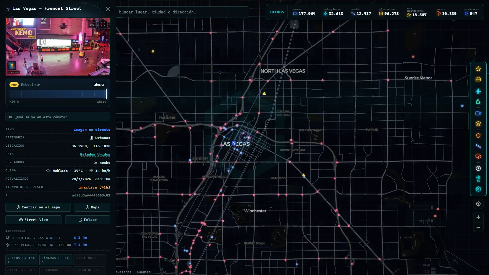 Ficha de Las Vegas - Fremont Street (Urbana) en el mapa de ARGOS ATLAS