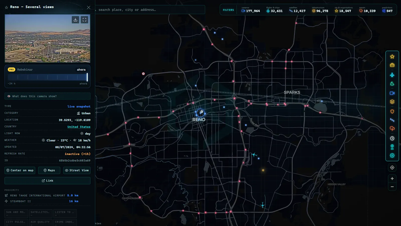 Detail card of Reno - Several views (Urban) on the ARGOS ATLAS map