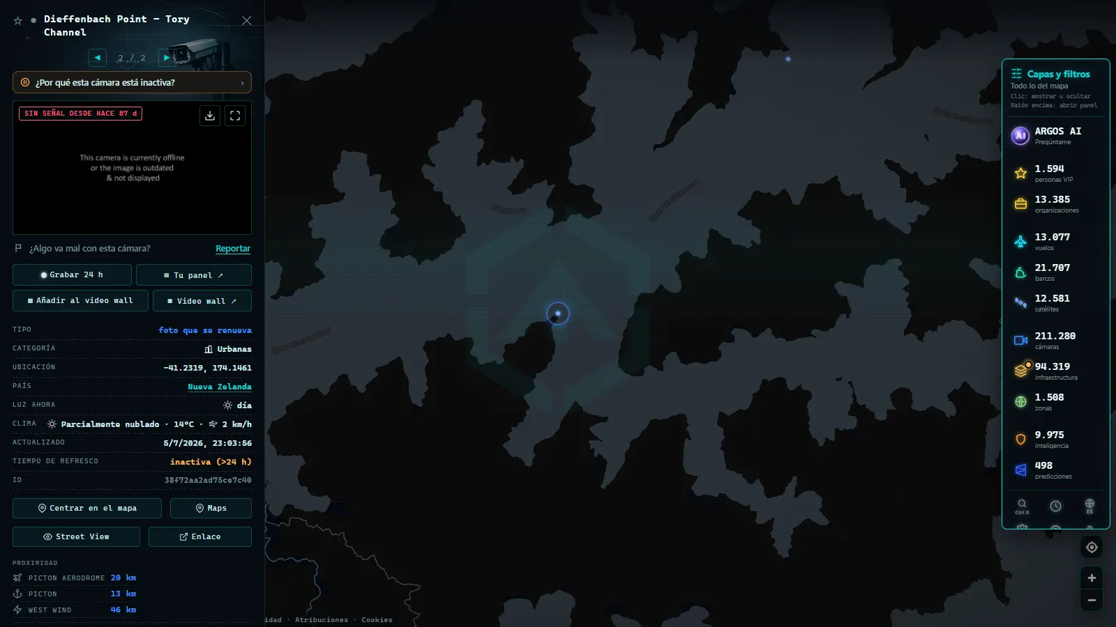 Ficha de Dieffenbach Point — Tory Channel (Urbana) en el mapa de ARGOS ATLAS