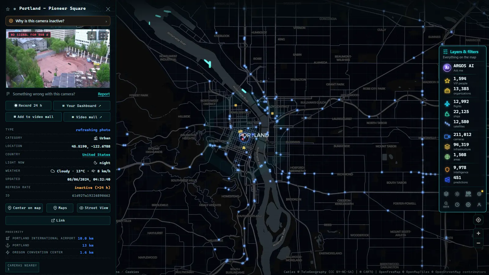 Detail card of Portland - Pioneer Square (Urban) on the ARGOS ATLAS map