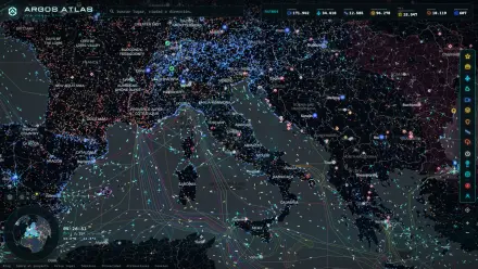 El mapa en vivo de ARGOS ATLAS sobre Italia