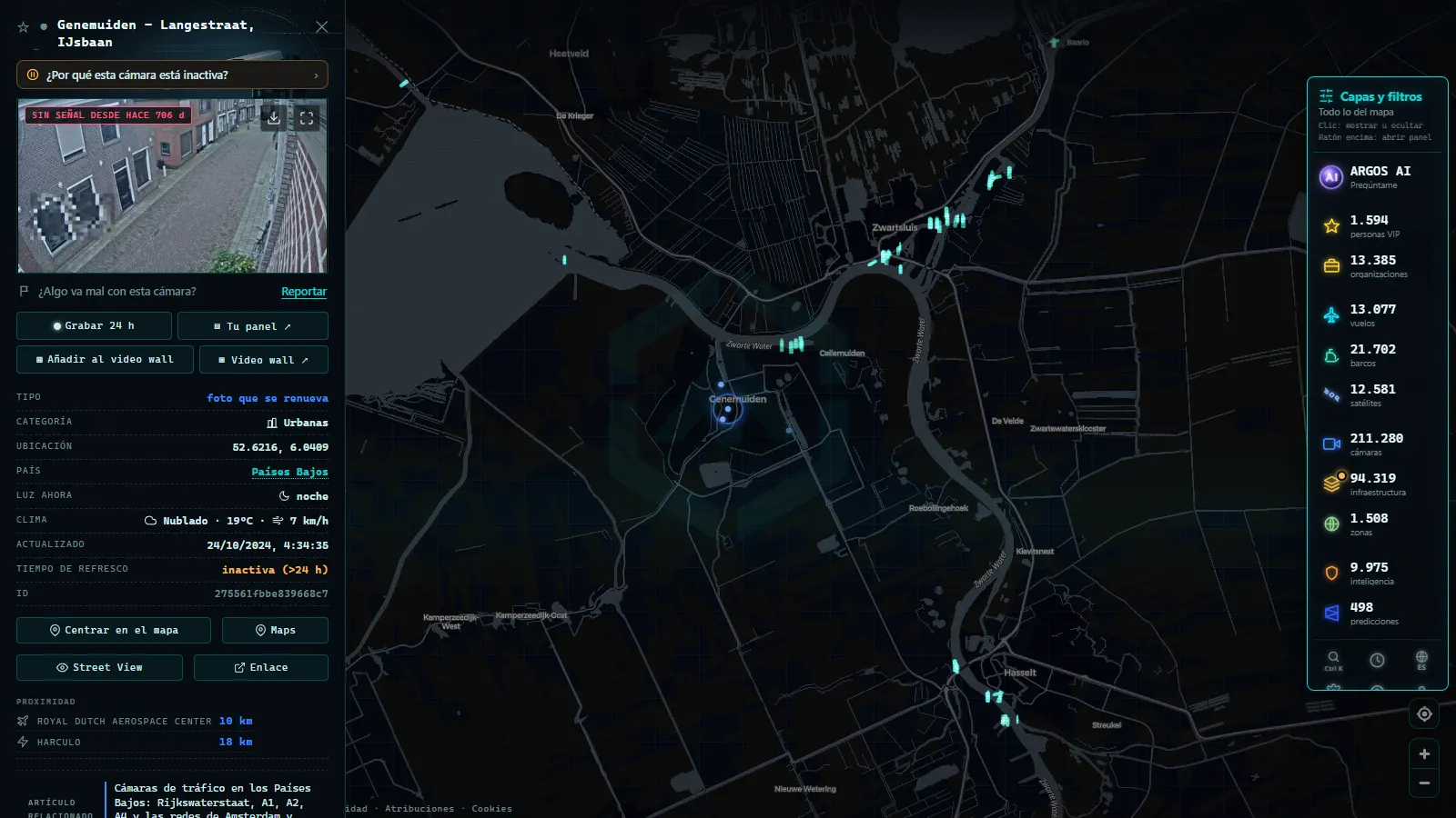 Ficha de Genemuiden - Langestraat, IJsbaan (Urbana) en el mapa de ARGOS ATLAS