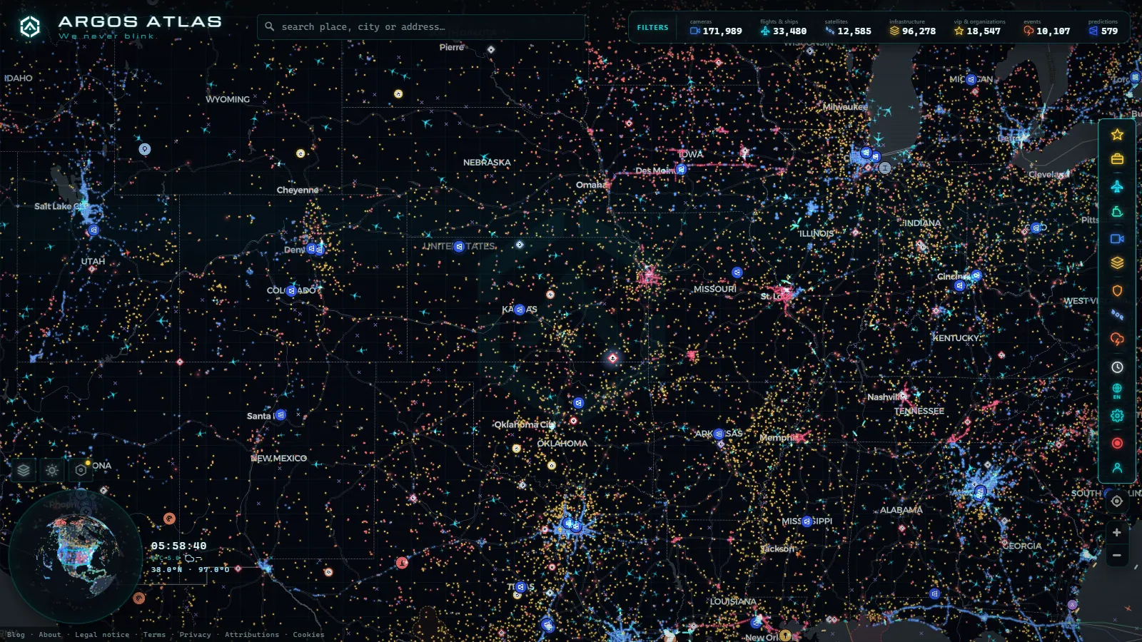 The ARGOS ATLAS live map over United States