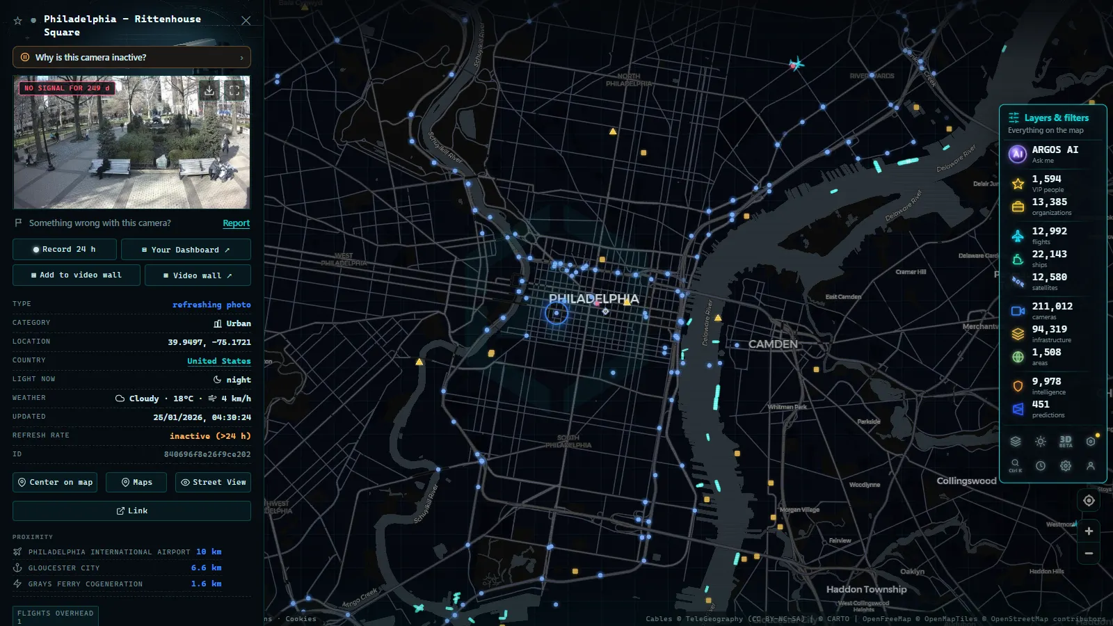 Detail card of Philadelphia - Rittenhouse Square (Urban) on the ARGOS ATLAS map