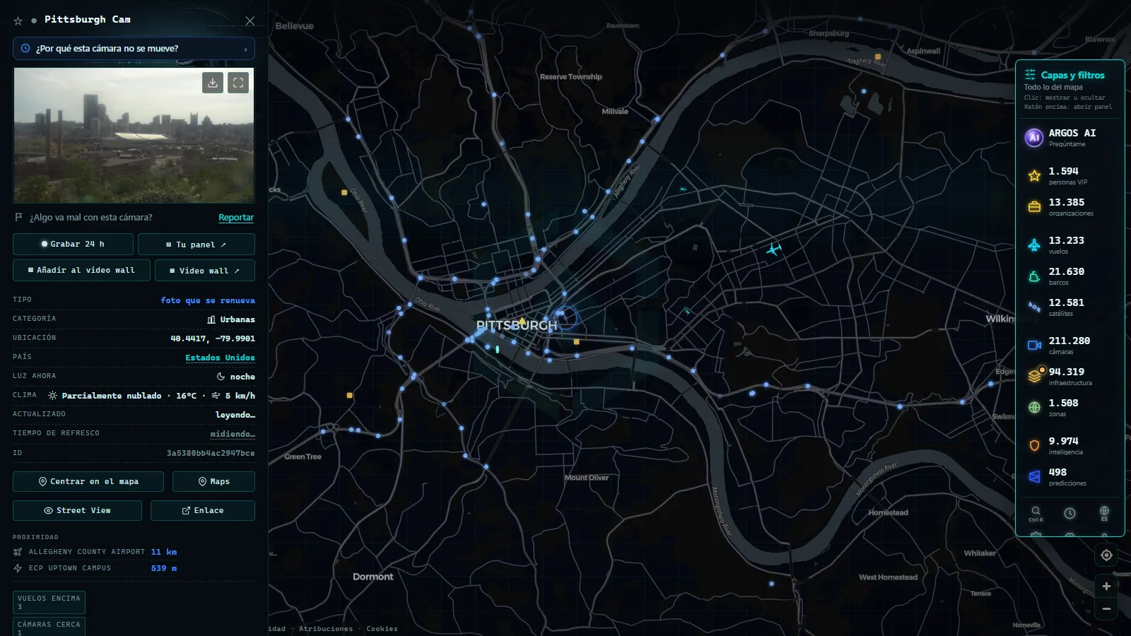 Ficha de Pittsburgh Cam (Urbana) en el mapa de ARGOS ATLAS
