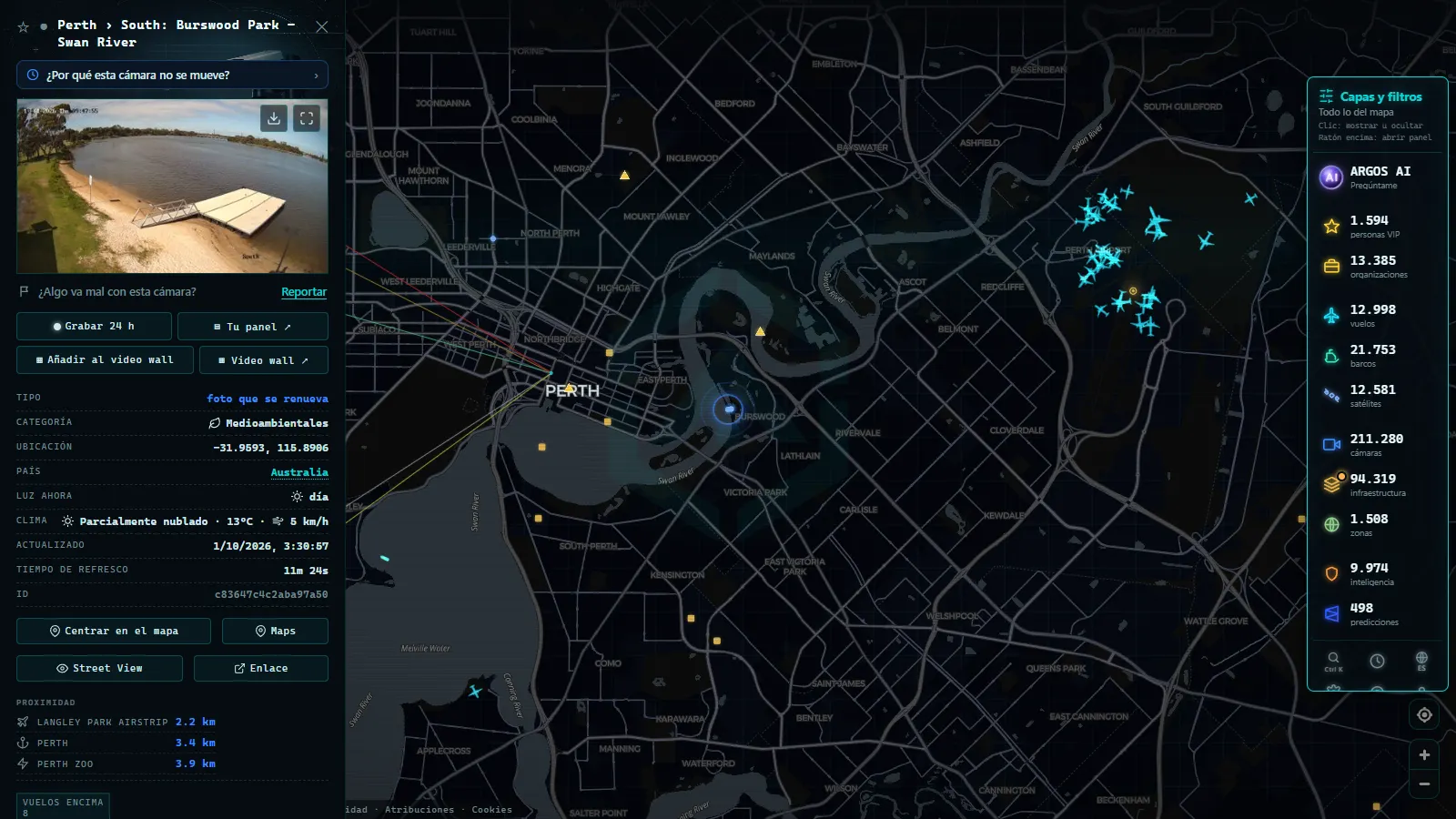 Ficha de Perth › South: Burswood Park - Swan River (Medioambiental) en el mapa de ARGOS ATLAS