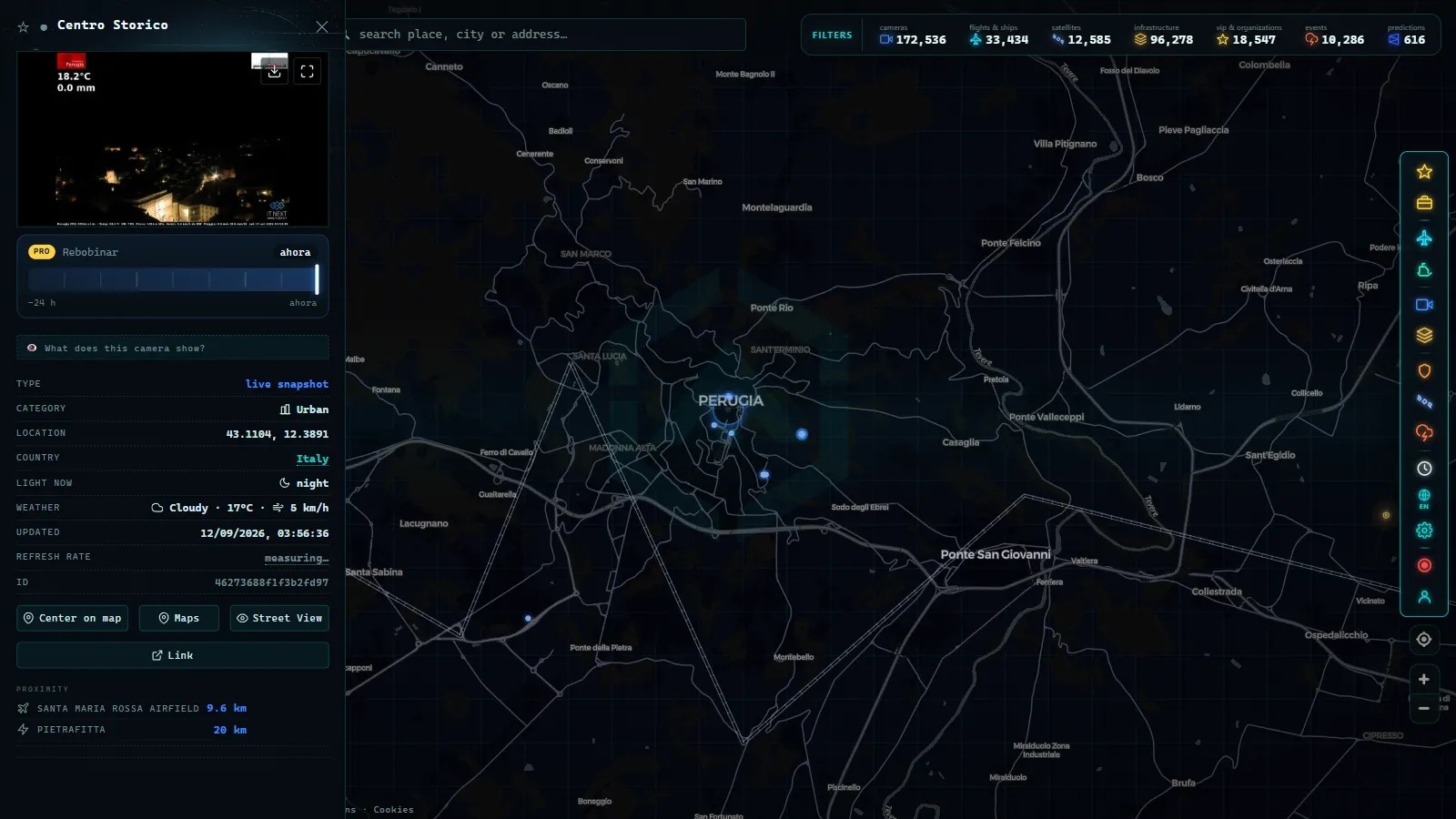 Detail card of Centro Storico (Urban) on the ARGOS ATLAS map