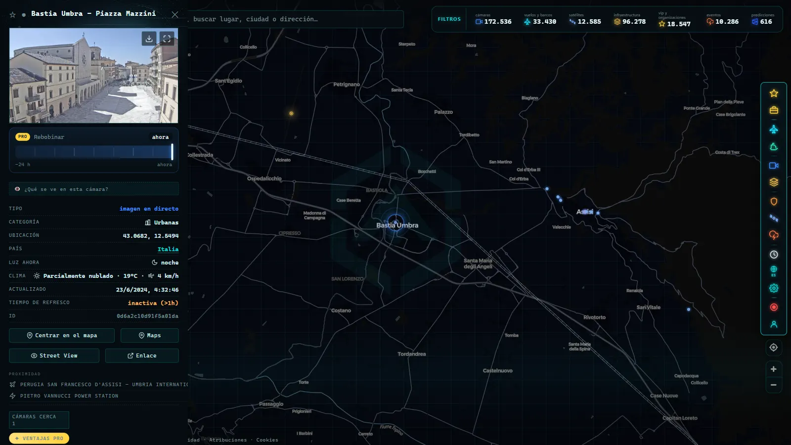 Ficha de Bastia Umbra - Piazza Mazzini (Urbana) en el mapa de ARGOS ATLAS