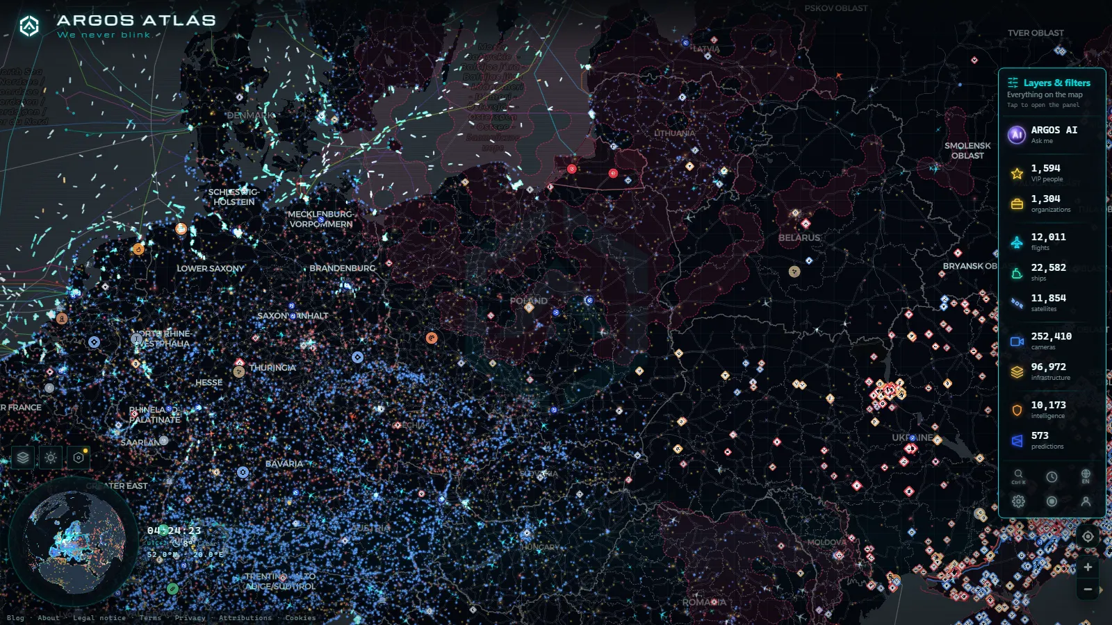 The ARGOS ATLAS live map over Poland