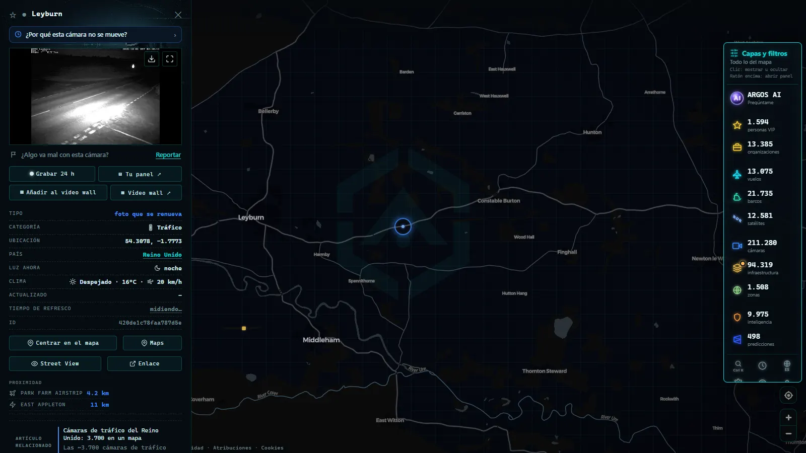 Ficha de Leyburn (Tráfico) en el mapa de ARGOS ATLAS