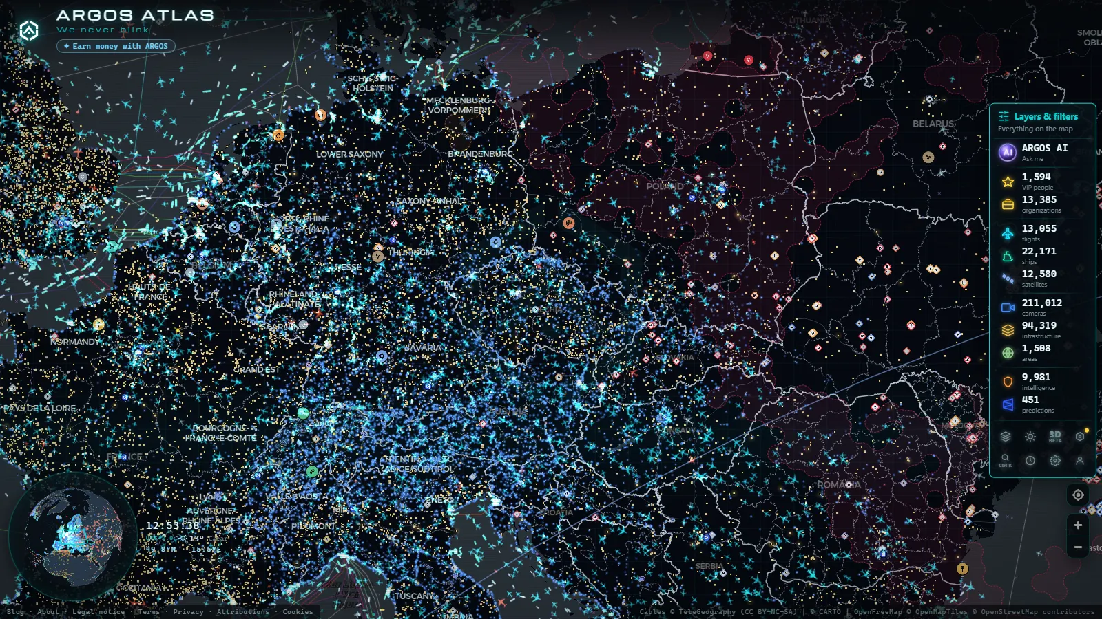 The ARGOS ATLAS live map over Czechia
