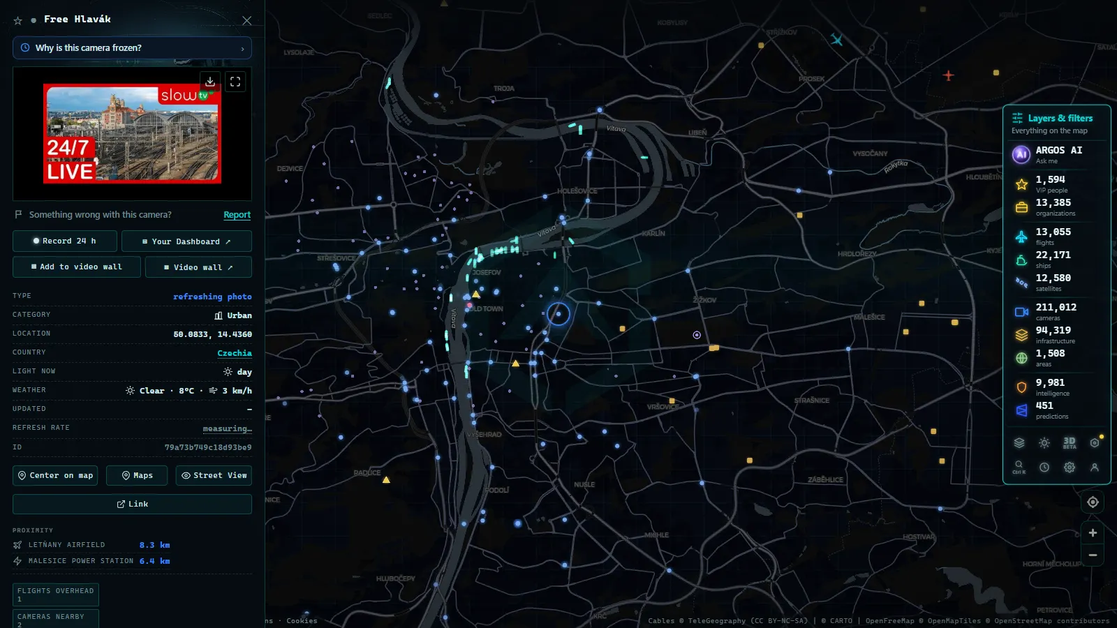 Detail card of Free Hlavák (Urban) on the ARGOS ATLAS map