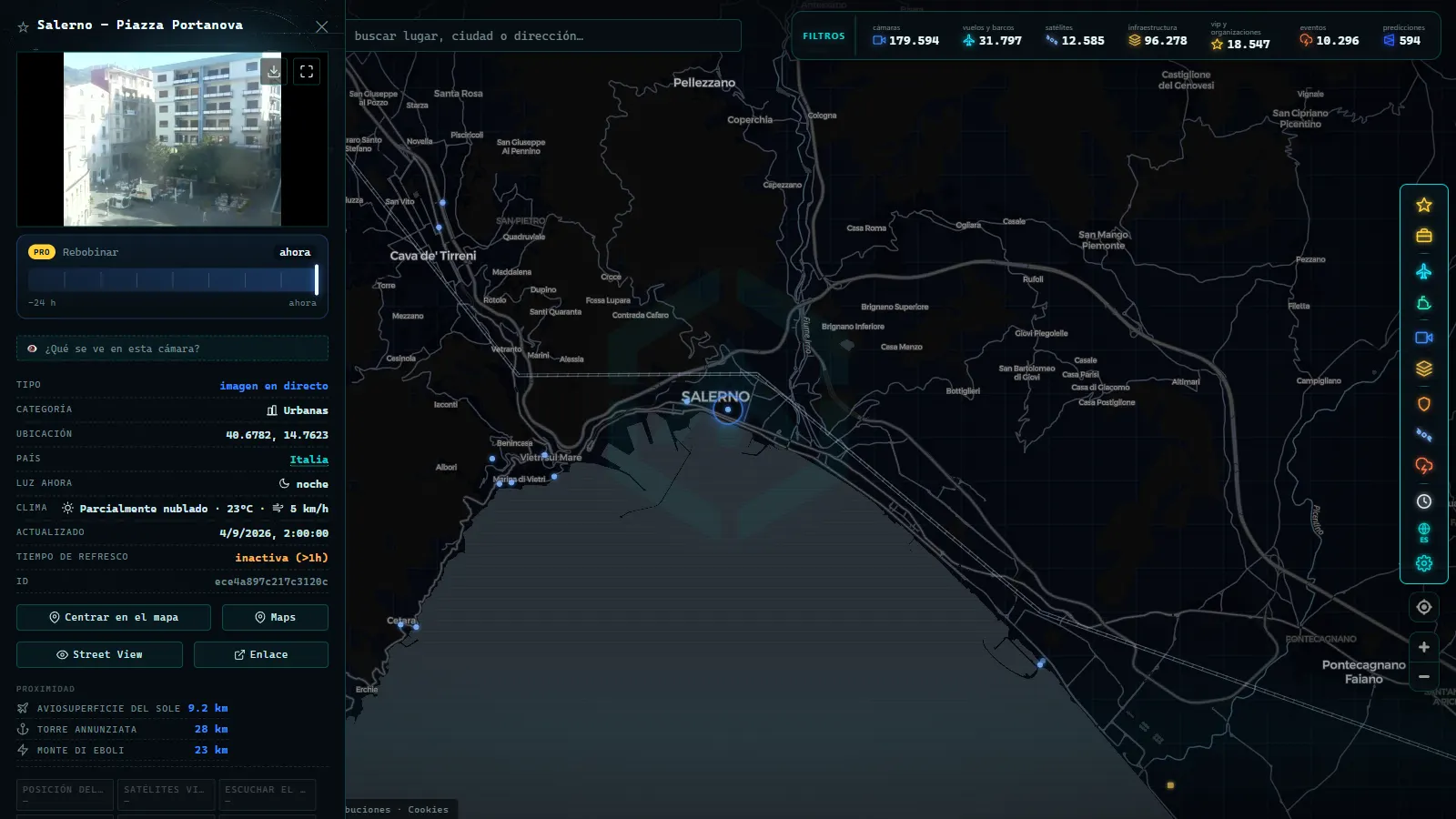 Ficha de Salerno - Piazza Portanova (Urbana) en el mapa de ARGOS ATLAS