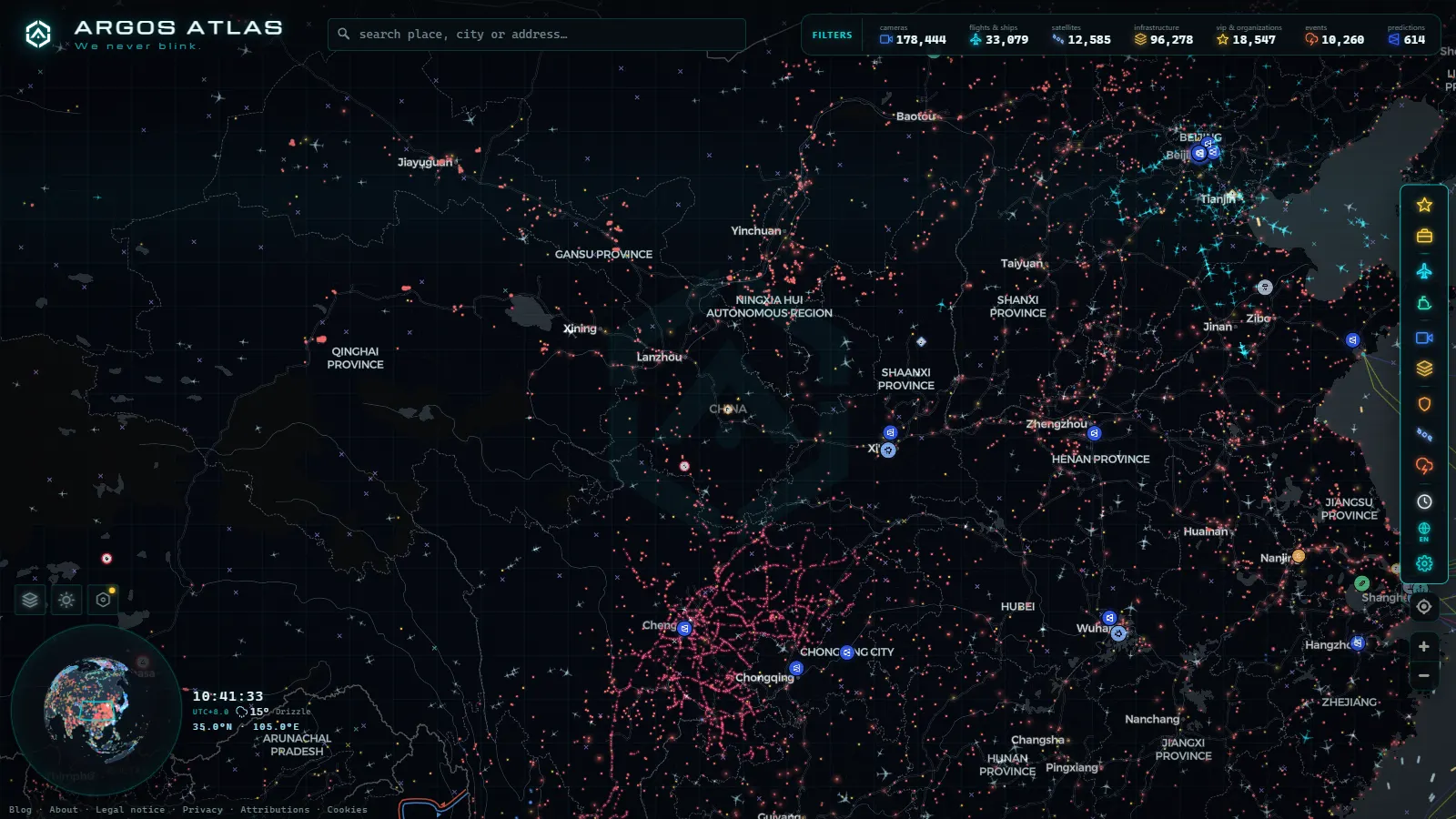The ARGOS ATLAS live map over China