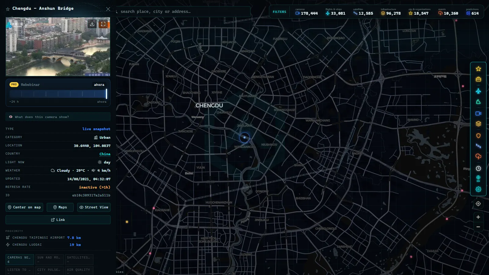 Detail card of Chengdu - Anshun Bridge (Urban) on the ARGOS ATLAS map