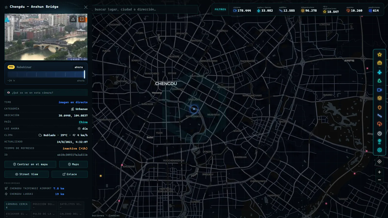 Ficha de Chengdu - Anshun Bridge (Urbana) en el mapa de ARGOS ATLAS