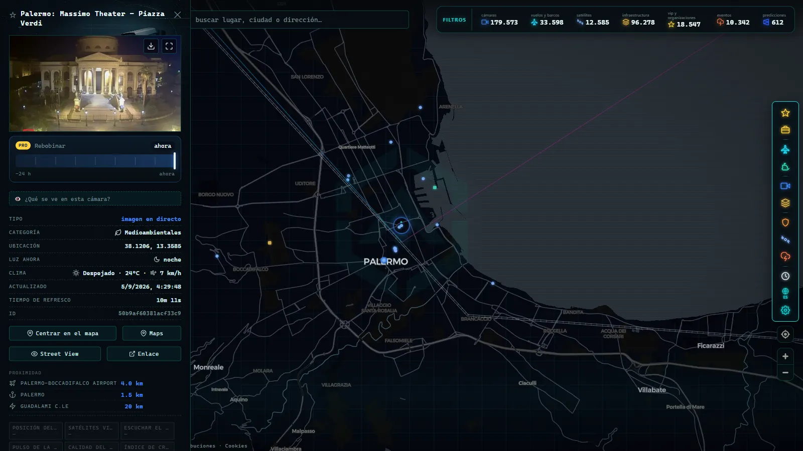 Ficha de Palermo: Massimo Theater - Piazza Verdi (Medioambiental) en el mapa de ARGOS ATLAS