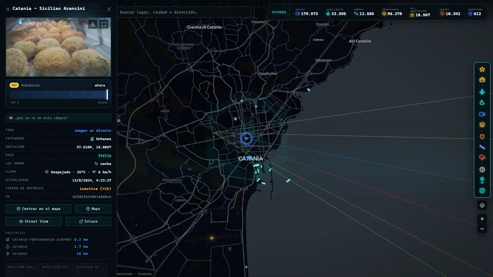 Ficha de Catania - Sicilian Arancini (Urbana) en el mapa de ARGOS ATLAS