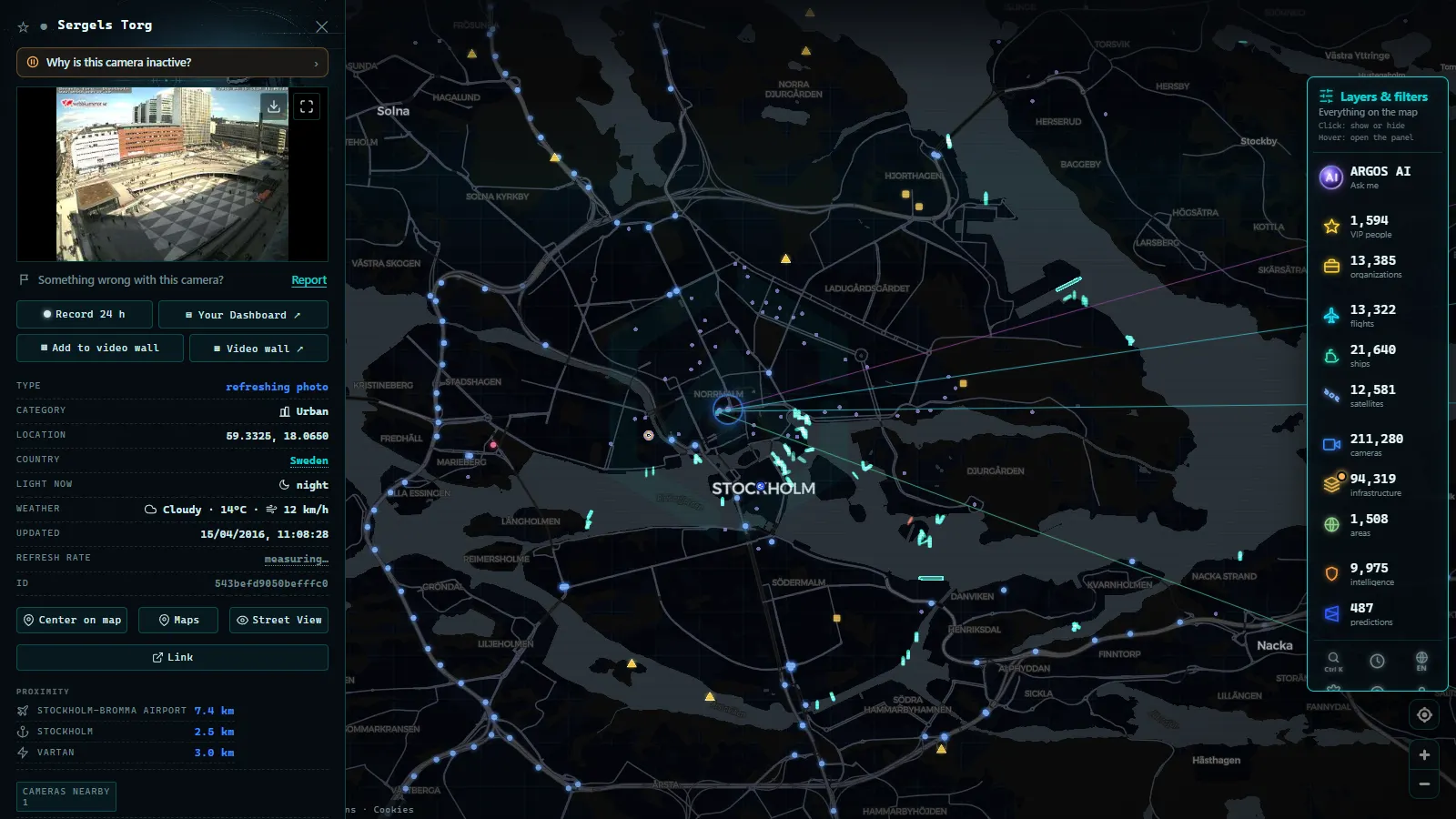 Detail card of Sergels Torg (Urban) on the ARGOS ATLAS map