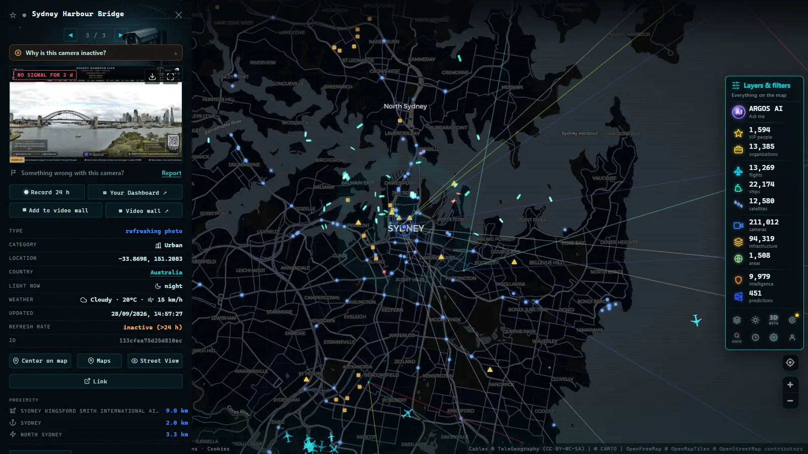 Detail card of Sydney Harbour Bridge (Urban) on the ARGOS ATLAS map