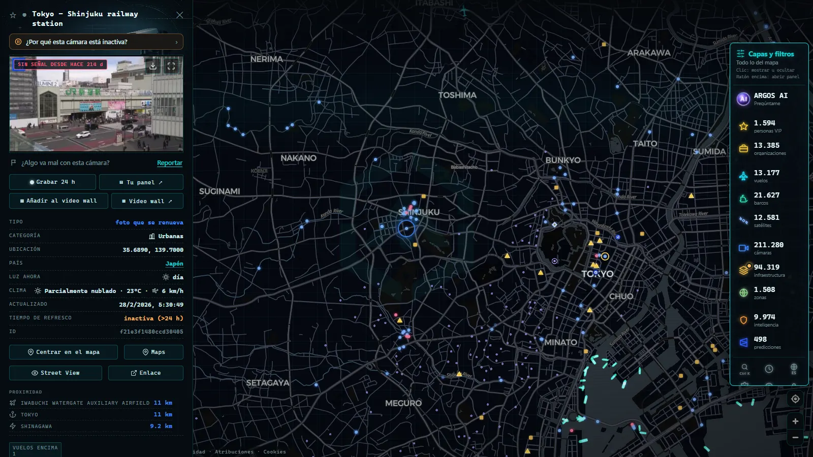 Ficha de Tokyo - Shinjuku railway station (Urbana) en el mapa de ARGOS ATLAS
