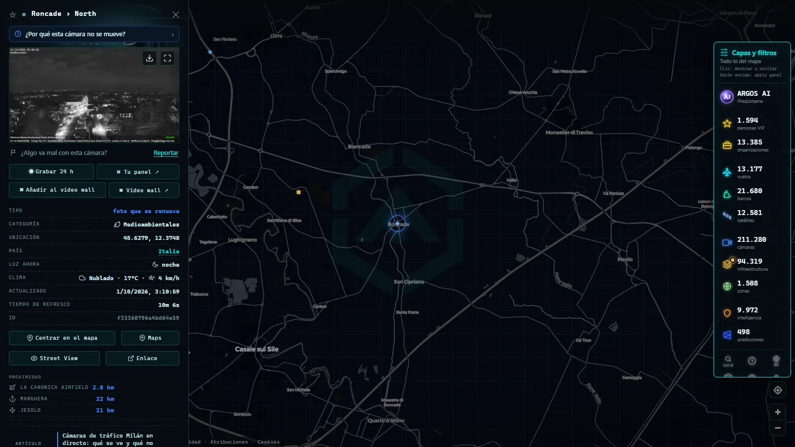 Ficha de Roncade › North (Medioambiental) en el mapa de ARGOS ATLAS
