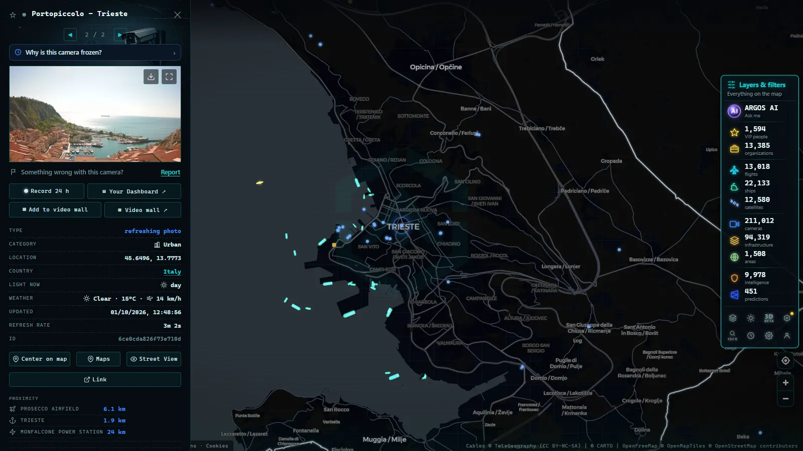 Detail card of Portopiccolo - Trieste (Urban) on the ARGOS ATLAS map
