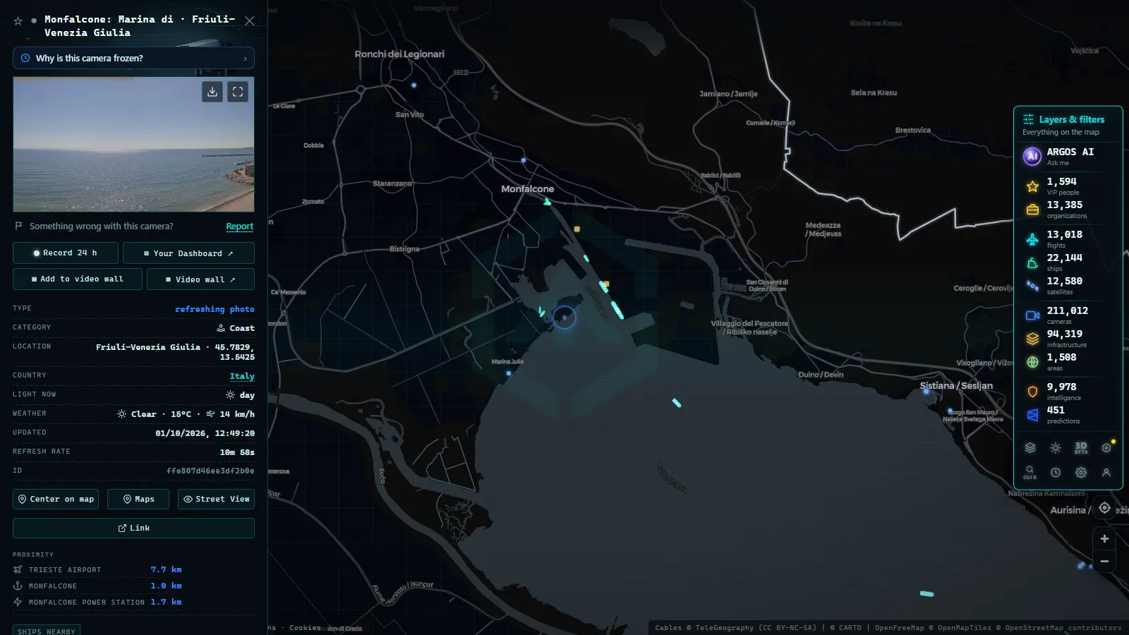 Detail card of Monfalcone: Marina di (Coastal) on the ARGOS ATLAS map