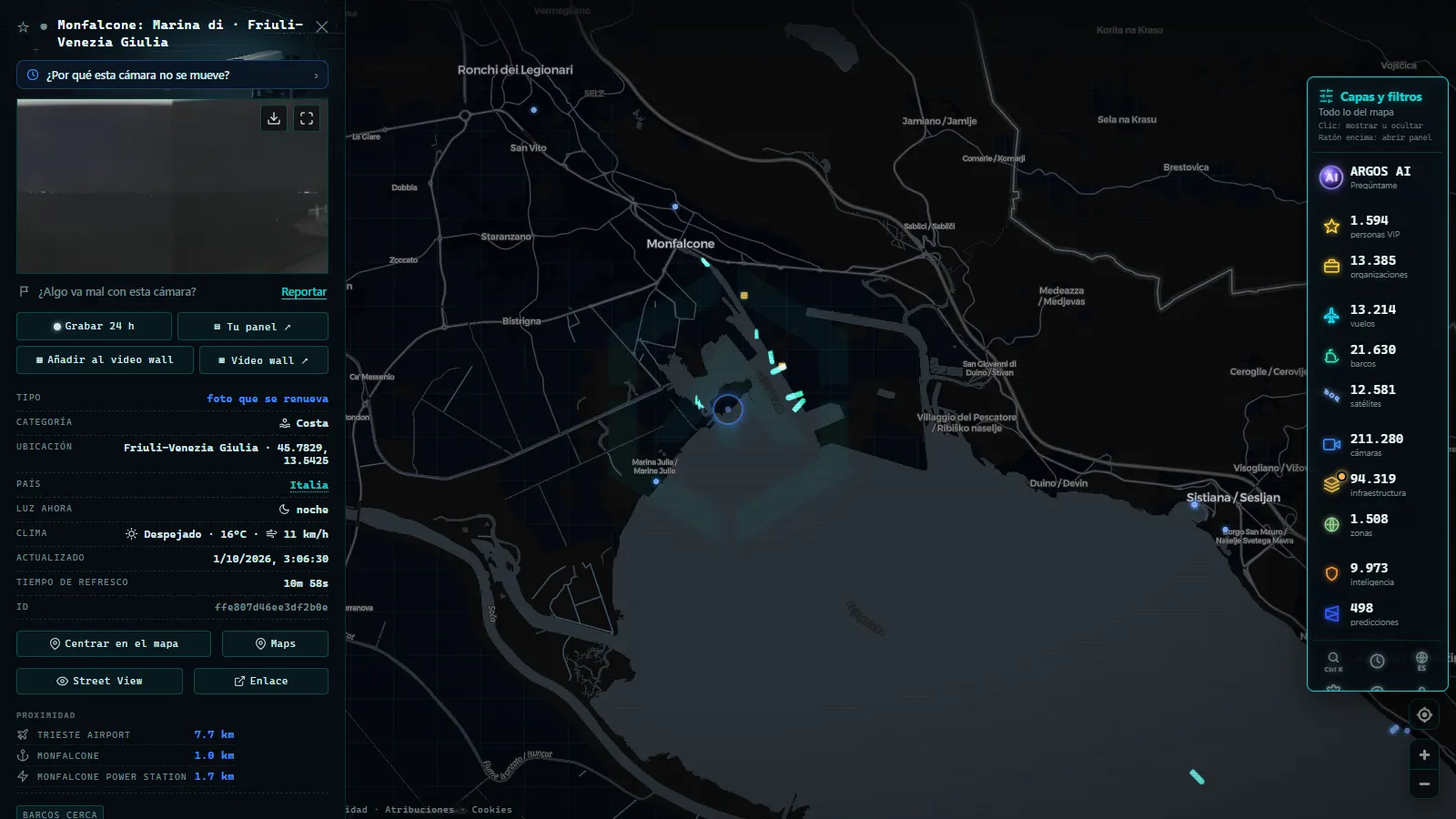 Ficha de Monfalcone: Marina di (Costa) en el mapa de ARGOS ATLAS